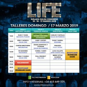 Programa Domingo Life Salsa Congress Málaga 2019